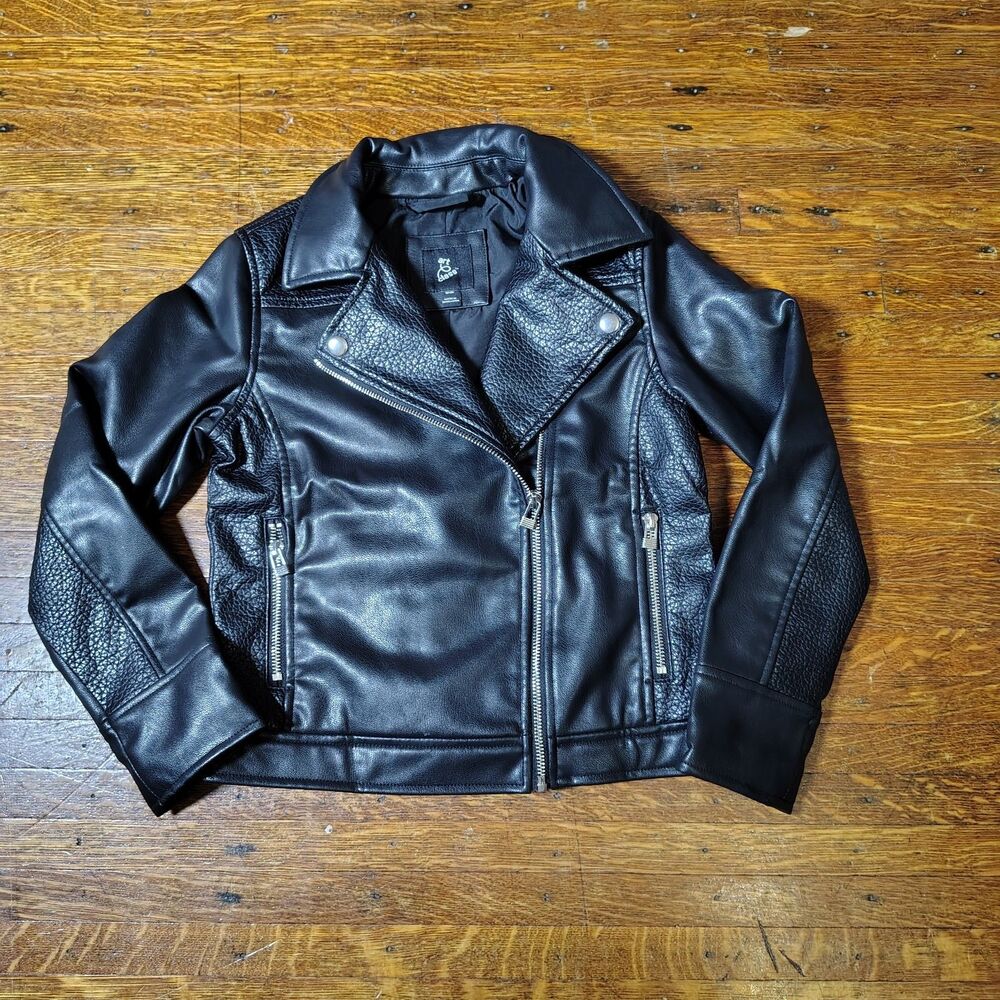 Girls Biker Pink Rock Faux Leather Jacket Size M(8)/T684